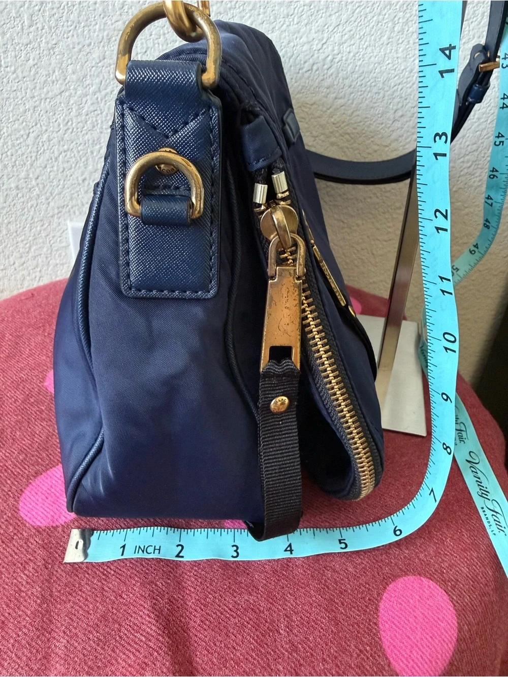 Marc Jacobs Navy Nylon Crossbody Bag Gold Hardware Zip Flap Shoulder Purse